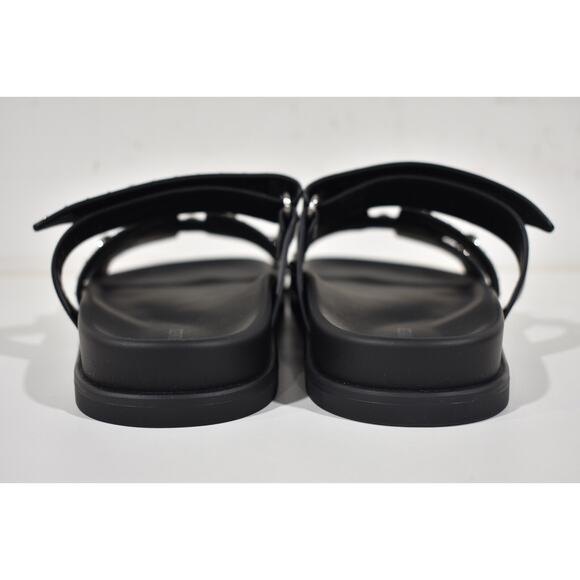 Hermes Chypre Sandal Black Studded Stud Punk Rock H Logo Strap Slide Flat 39 - Picture 15 of 16